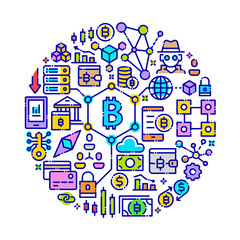 Blockchain and Cryptocurrency Vector Illustration Concept.