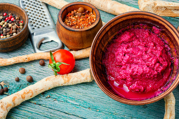 Horseradish sauce in bowl
