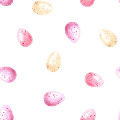 Seamless pattern with  watercolor eggs