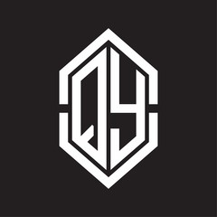 QY Logo monogram with hexagon shape and outline slice style with black and white