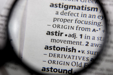 The word or phrase astir in a dictionary.