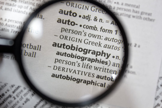 The word of phrase - autobiography - in a dictionary.