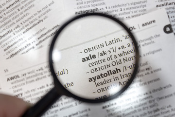 The word of phrase - axle - in a dictionary.