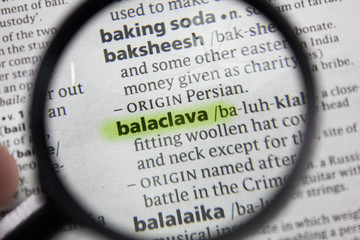 The word or phrase balaclava in a dictionary.