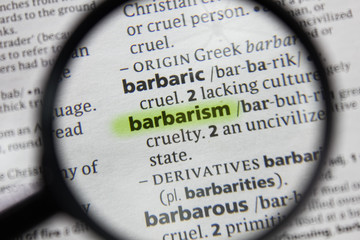 The word or phrase barbarism in a dictionary.