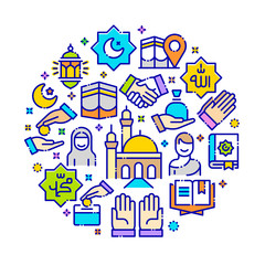 Hajj and Umrah Vector Illustration Concept.