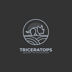 Vector Logo Illustration Triceratops Vintage Badge © Artnivora