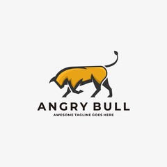 Vector Logo Illustration Angry Bull Mascot Cartoon