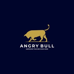 Vector Logo Illustration Angry Bull Silhouette