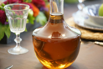 bottle of white and glass of wine