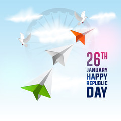 26 of January, Indian Republic Day Background with Ashoka Wheel  Background.