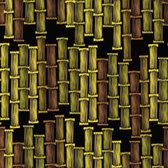 Embroidery bamboo seamless pattern. Template for clothes, textiles, t-shirt design art vector. Japan forest art