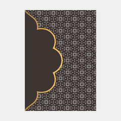 Luxury cover page design with pattern background, antique greeting card, ornate page cover, ornamental pattern template for design