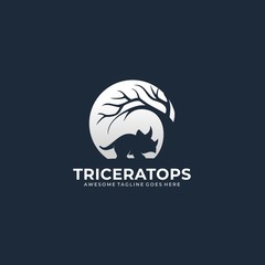 Vector Logo Illustration Triceratops Silhouette