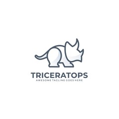 Vector Logo Triceratops Illustration Line Art