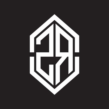 recommend clip art: ZR Logo monogram with hexagon shape and outline slice style with black and white