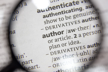 The word of phrase - author - in a dictionary.