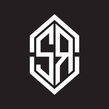 recommend clip art: SR Logo monogram with hexagon shape and outline slice style with black and white