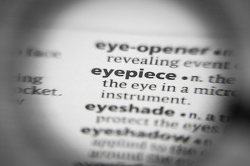 Word or phrase eyepiece in a dictionary.