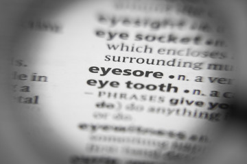 Word or phrase eyesore in a dictionary.