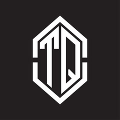 TQ Logo monogram with hexagon shape and outline slice style with black and white