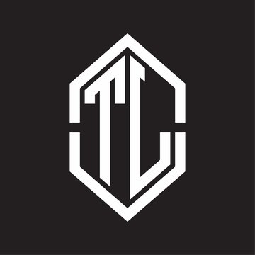 recommend clip art: TL Logo monogram with hexagon shape and outline slice style with black and white