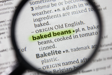 The word or phrase baked beans in a dictionary.