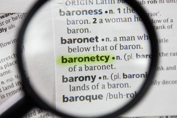 The word or phrase baronetcy in a dictionary.