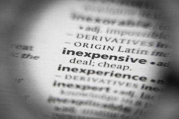 Word or phrase inexpensive in a dictionary.
