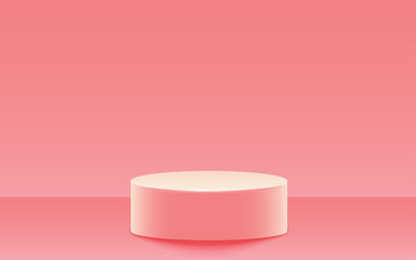 pink podium in the pink studio room	