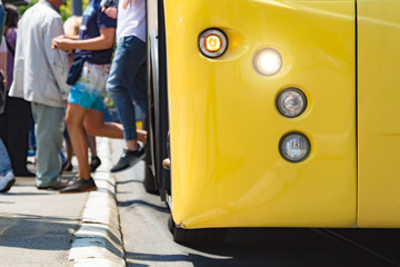 Public transportation / bus in urban surroundings on a station.