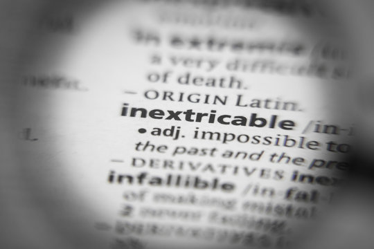 Word or phrase inextricable in a dictionary.