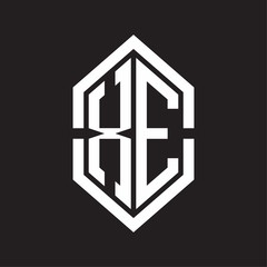 XE Logo monogram with hexagon shape and outline slice style with black and white