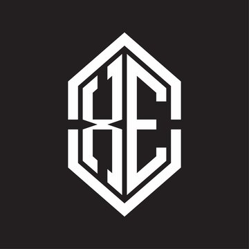 recommend clip art: XE Logo monogram with hexagon shape and outline slice style with black and white