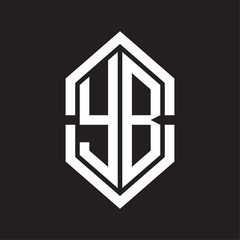 YB Logo monogram with hexagon shape and outline slice style with black and white