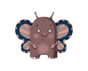 EleFly funny magic broun hybrid of elephant and butterfly isolated on white background