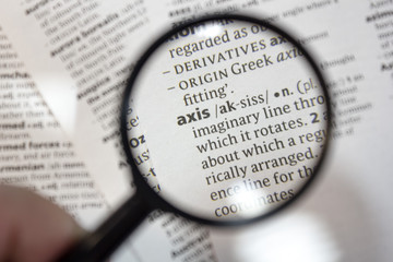 The word of phrase - axis - in a dictionary.
