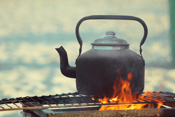 teapot on wooden table