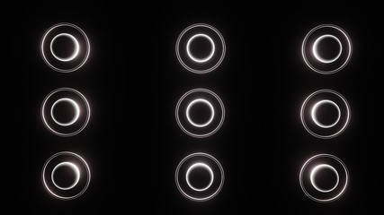 9個の発光する黒白輪