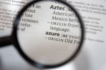 The word of phrase - azure - in a dictionary.