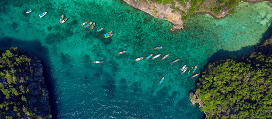 Great aerial view of Phi Phi islands. Thailand.