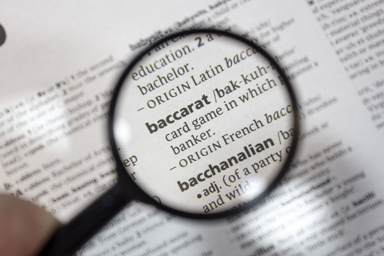 The word of phrase - baccarat - in a dictionary.