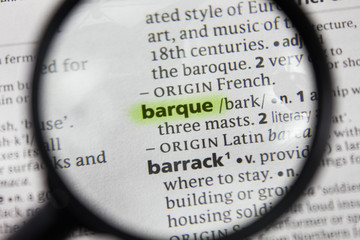 The word or phrase barque in a dictionary.