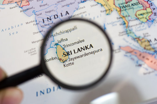Sri Lanka on the map of the world.