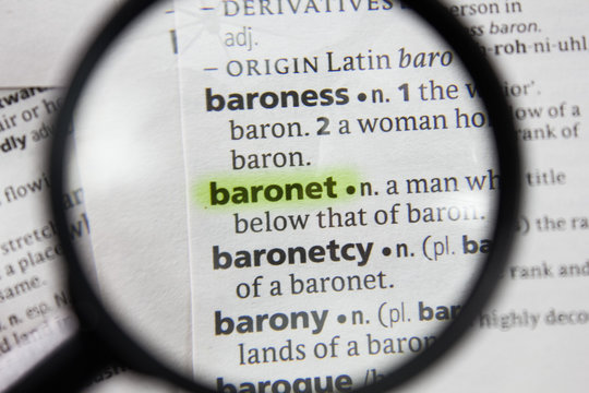 The word or phrase baronet in a dictionary.