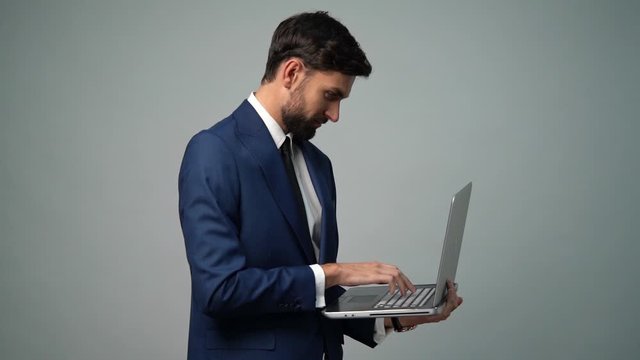 full hd video of young handsome stylish businessman - 4x slow motion