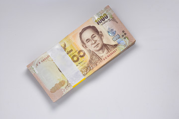Thai bath banknote Thai money on white background