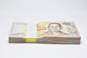 Thai bath banknote Thai money on white background