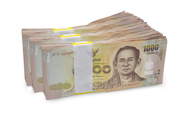 Thai bath banknote Thai money on white background