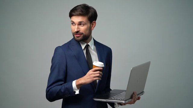 full hd video of young handsome stylish businessman - 4x slow motion